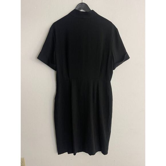 MM Lafleur 14 Dress Black Tory Knee Length Wrap Style Short Sleeve Sheath NEW - Picture 12 of 15